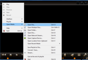 Mediplayer10 - open a video with the Open File Menu.